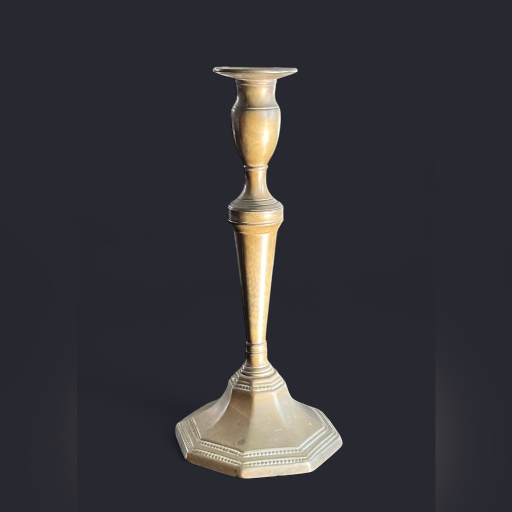 Antique 19th c. Early Push-up Candlestick Holder Sand Casted Bronze 10.5”